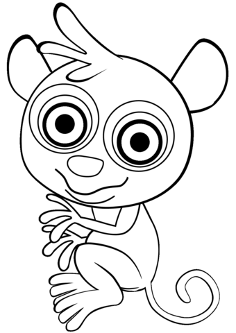 Cartoon Tarsier Coloring Page